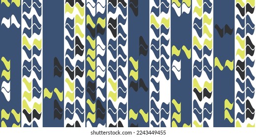 Fondo azul oscuro con banderas de mosaico amarillo y negro. La impresión y la decoración son impecables. Adecuado para textiles y embalaje, impresión sin fisuras. Papel de pantalla.