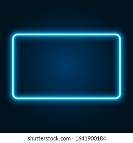 Dark blue background with neon frame, vector illustration.