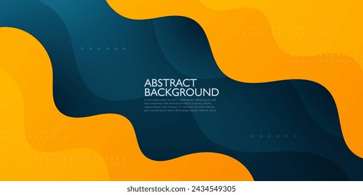 Dark blue background with orange geometric wave business banner design. Creative banner design with wave shapes and lines for template. Simple horizontal banner. Eps10 vector