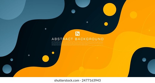 Fondo azul oscuro con diseño de Anuncio de negocios de onda geométrica naranja. Diseño de Anuncio creativo con Formas de onda y líneas para la Plantilla. Anuncio Horizontal simple. Vector Eps10