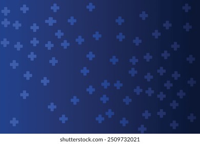 A dark blue background with a pattern of lighter blue medical crosses. The design is simple, abstract, and healthcare-themed.