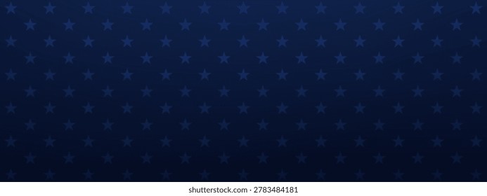 Dark blue background with pattern of stars. Independence Day USA design with patriotic element. Graphic wallpaper for celebration, holiday card and banner decoration, elegant texture.