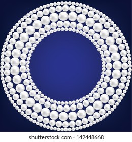 Dark blue background with pearl necklace