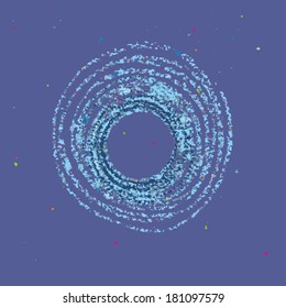 Dark blue background in pencil circle, vector