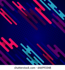 Dark blue background with place for your text.  Multicolored geometric pattern.