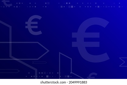 dark blue background, random minimalist currency euro symbol illustration vector for logo, card, banner, web and printing.