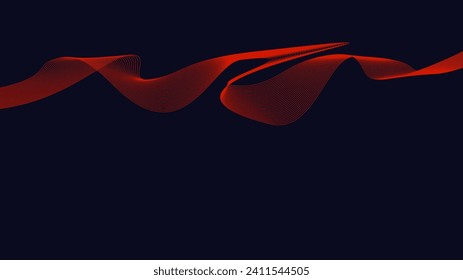 Fondo azul oscuro Fondo rojo líneas curvadas Diseño de ondas flotantes Ecualizador digital abstracto. Ilustración del vector de línea de flujo de onda para el concepto de innovación tecnológica futurista fondo rojo Diseño gráfico. Tirar