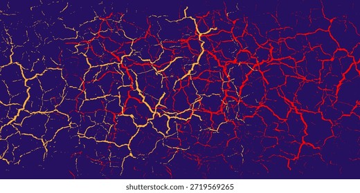Fondo azul oscuro con grunge rojo y naranja. Textura de superposición desgastada. Concepto de fondo de polvo de superficie Abstractas y pared sucia áspera. Efecto desgastado, desgarrado y desgastado. Ilustración vectorial.