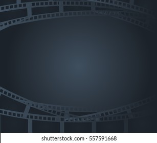 Dark blue background with retro filmstrip or movie reel