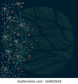 dark blue background with ribbons