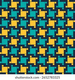 Dark blue background with seamless square yellow and green color pattern