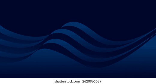 Dark blue background with smooth, flowing curves.