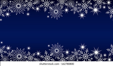 dark blue background with snowflakes