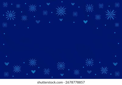 Dark blue background snowflakes, vector winter backdrop with falling snow, snowfall banner, festive card with snowstorm