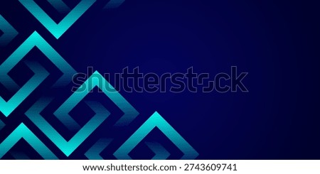 Dark blue background with square shapes. Abstract shiny square pattern. Futuristic technology concept.