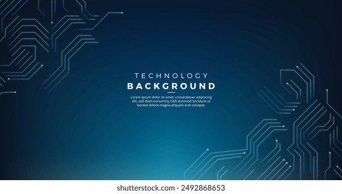 Dark blue background with technological circuits vector design in eps 10