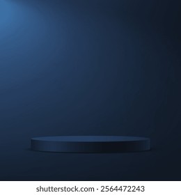Dark Blue background vector 3d with podium. Stage or podium. Product display background. Space for selling products on the website. Vector illustration.