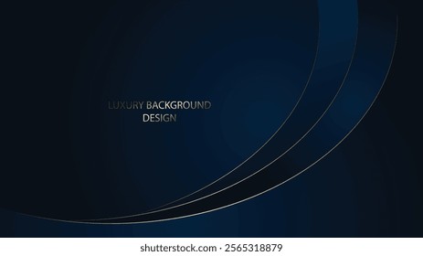 Dark blue background vector. Abstract blue gold line dynamic luxury curve smooth design. Blue premium and luxury background. Suit for banner, backdrop, invitation card, billboard, etc