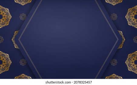 Dark blue background with vintage gold ornament for design under your text