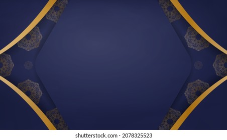Dark blue background with vintage gold pattern and place under your text
