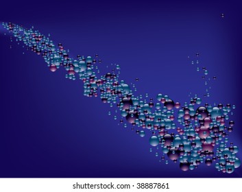 dark blue background with blue and violet bladders