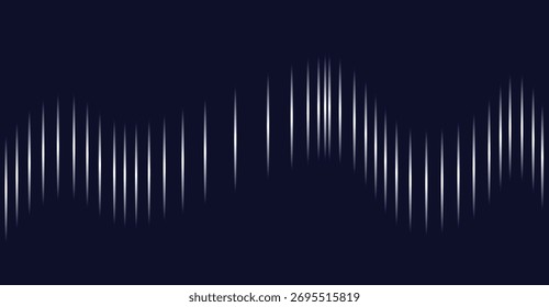 A dark blue background with a waveform of white vertical lines, resembling an equalizer or sound wave.