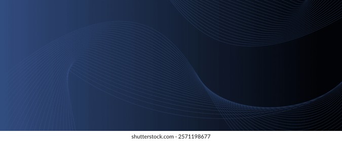 Dark blue background with wavy lines. The background features a smooth, flowing texture. Blue color enhances the dynamic style. Wave background vector. Blue background.