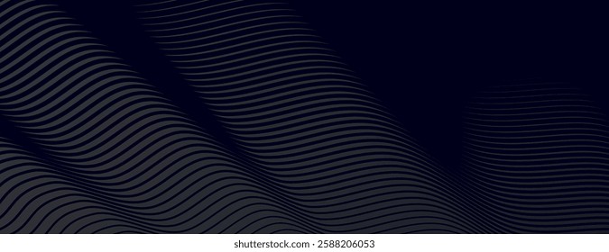 Dark blue background with wavy lines. The background features a textured, flowing pattern. Blue color enhances the elegant style.