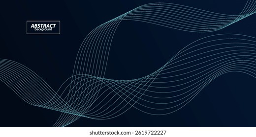 Dark blue background with wavy lines in geometric design. Cool line background vector illustration. Vector eps10