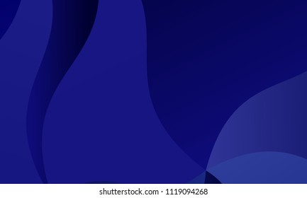 Dark blue background with wavy shapes, lines. Geometric pattern, backdrop. Typographic design for design layouts, posters, calendars, brochures. Vector illustration. Dynamic, motion style