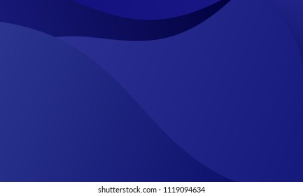 Dark blue background with wavy shapes, lines. Geometric pattern, backdrop. Typographic design for design layouts, posters, calendars, brochures. Vector illustration. Dynamic, motion style
