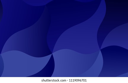 Dark blue background with wavy shapes, lines. Geometric pattern, backdrop. Typographic design for design layouts, posters, calendars, brochures. Vector illustration. Dynamic, motion style