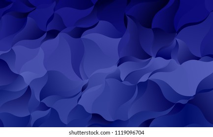 Dark blue background with wavy shapes, lines. Geometric pattern, backdrop. Typographic design for design layouts, posters, calendars, brochures. Vector illustration. Dynamic, motion style