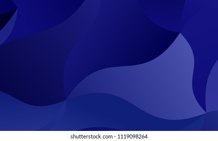 Dark blue background with wavy shapes, lines. Geometric pattern, backdrop. Typographic design for design layouts, posters, calendars, brochures. Vector illustration. Dynamic, motion style