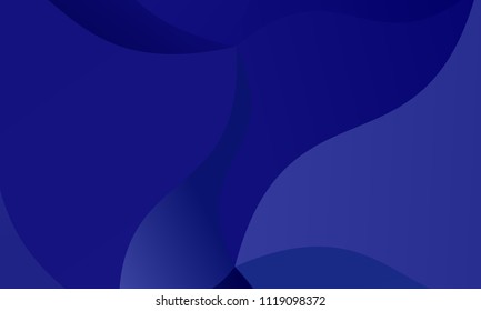 Dark blue background with wavy shapes, lines. Geometric pattern, backdrop. Typographic design for design layouts, posters, calendars, brochures. Vector illustration. Dynamic, motion style
