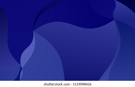 Dark blue background with wavy shapes, lines. Geometric pattern, backdrop. Typographic design for design layouts, posters, calendars, brochures. Vector illustration. Dynamic, motion style