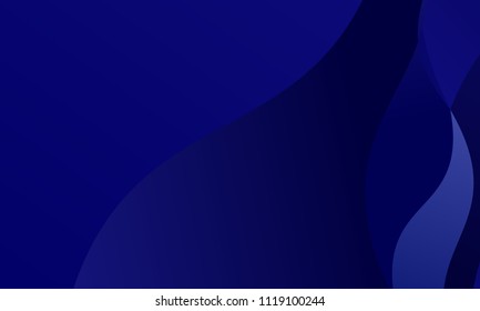 Dark blue background with wavy shapes, lines. Geometric pattern, backdrop. Typographic design for design layouts, posters, calendars, brochures. Vector illustration. Dynamic, motion style