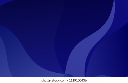 Dark blue background with wavy shapes, lines. Geometric pattern, backdrop. Typographic design for design layouts, posters, calendars, brochures. Vector illustration. Dynamic, motion style