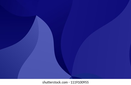 Dark blue background with wavy shapes, lines. Geometric pattern, backdrop. Typographic design for design layouts, posters, calendars, brochures. Vector illustration. Dynamic, motion style