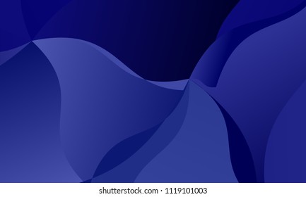 Dark blue background with wavy shapes, lines. Geometric pattern, backdrop. Typographic design for design layouts, posters, calendars, brochures. Vector illustration. Dynamic, motion style