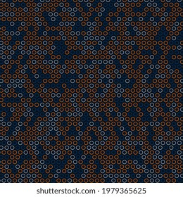 Fondo azul oscuro con patrón vectorial CÍRCULOS amarillo, naranja, azul claro, azul oscuro en estilo cuadrado y círculos sobre fondo abstracto con gradiente colorido y Patrón para diseño comercial.eps