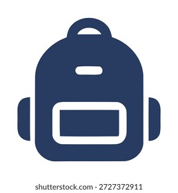 Dunkelblaues Rucksack-Symbol mit weißer Tasche und Grifftasche Rucksack