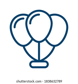 Dark blue balloons icon design isolated on white background