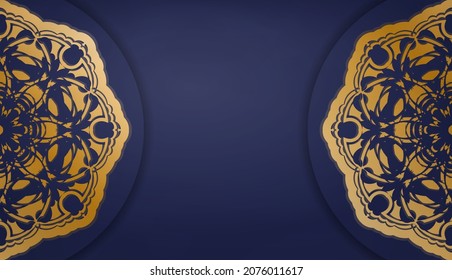Dark blue banner with abstract gold ornament for design under logo or text