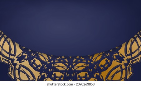 Dark blue banner with Greek gold ornaments and place for your text