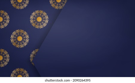 Dark blue banner with greek gold pattern for design under your text