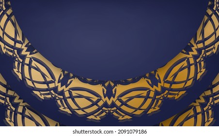 Dark blue banner with luxurious gold pattern and text space