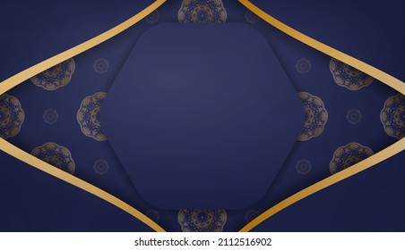 Dark blue banner with luxurious gold ornaments and a place for your logo