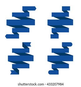 Dark Blue banner ribbon vector set on isolated background