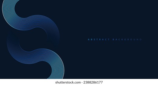 dark blue banner template abstract background with modern geometric curve lines